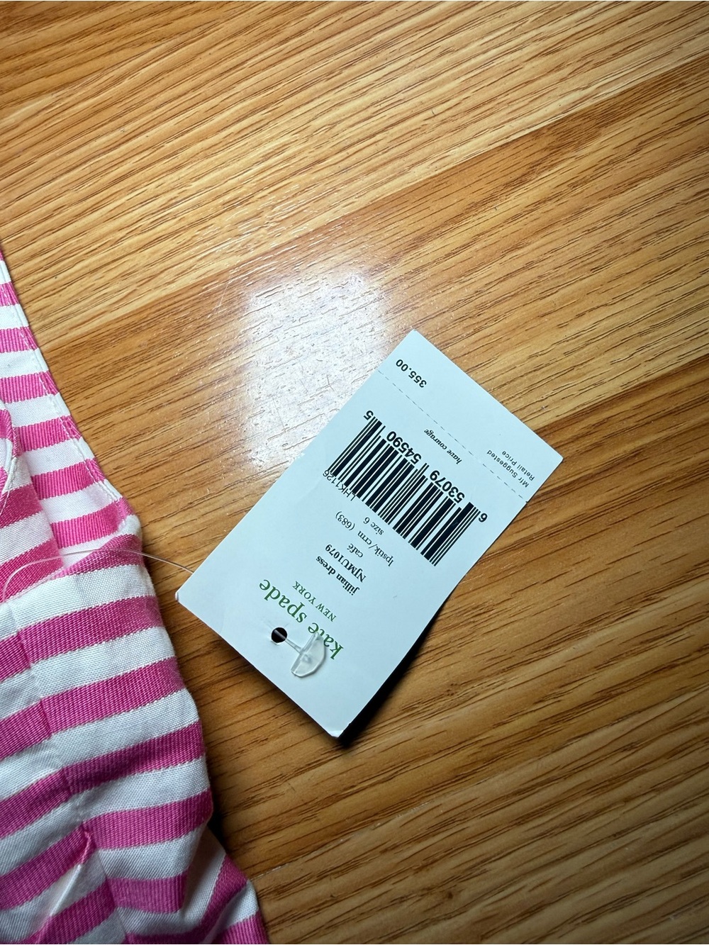 Kate Spade Jillian Dress Size 6 Pink White Striped Bow Sleeveless New - Picture 2 of 7